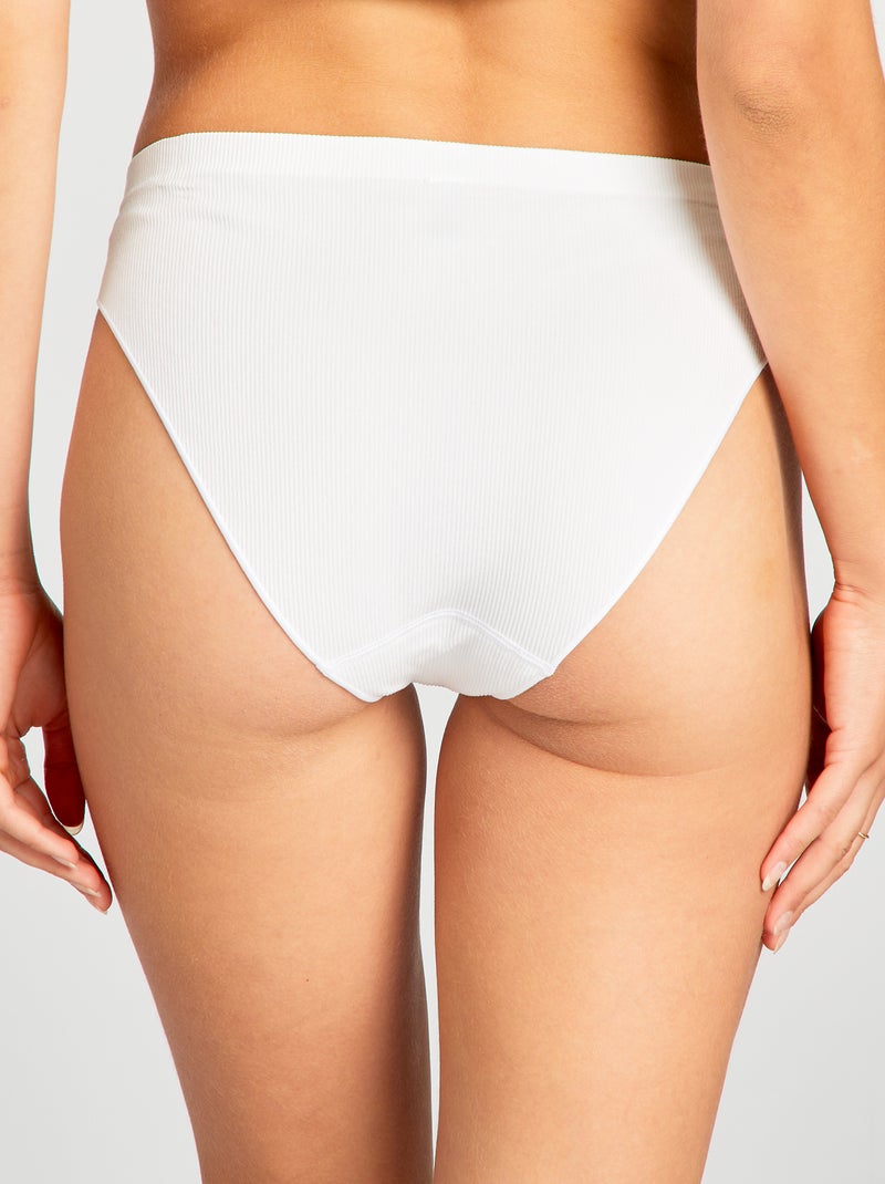 Setje met 2 slips van ribtricot WIT - Kiabi