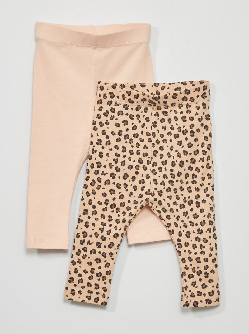 Setje met 2 stretchleggings - 2 stuks BIEGE - Kiabi