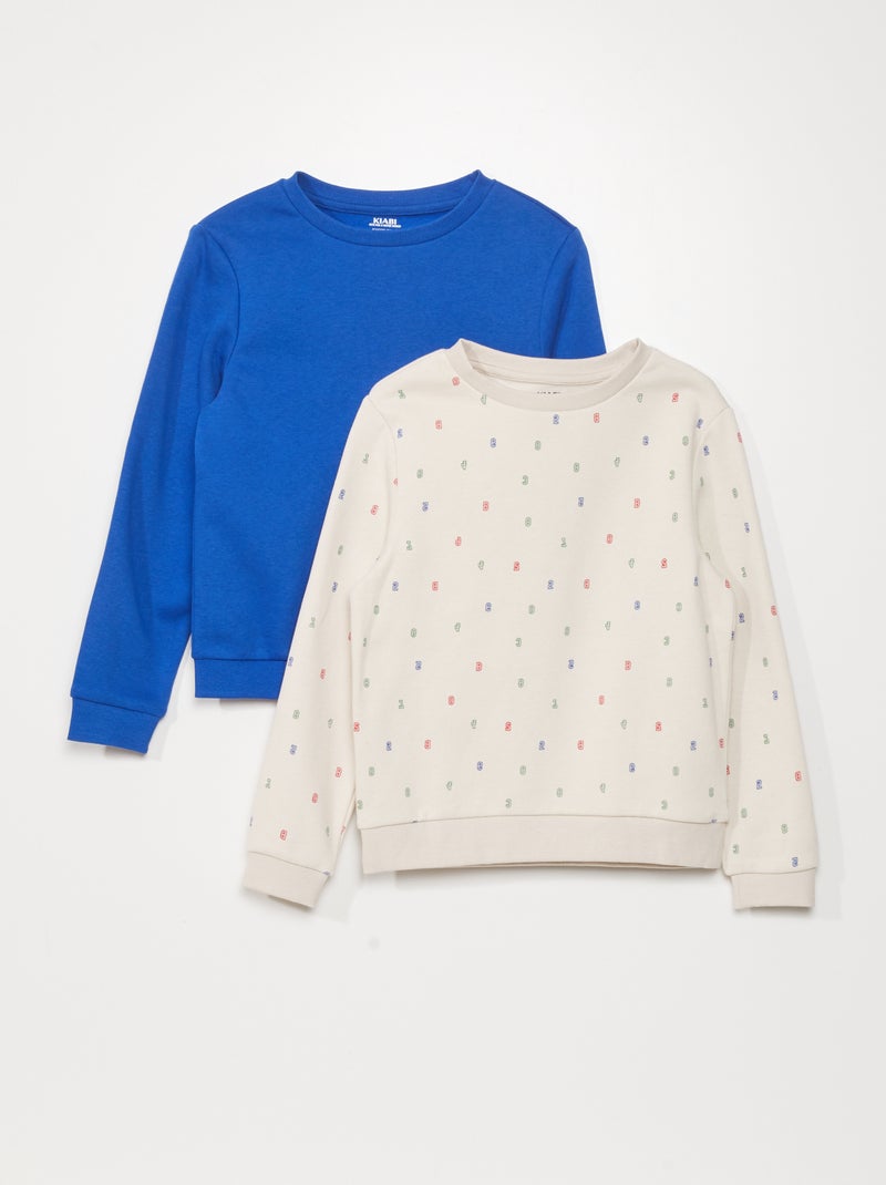 Setje met 2 sweaters met prints BIEGE - Kiabi