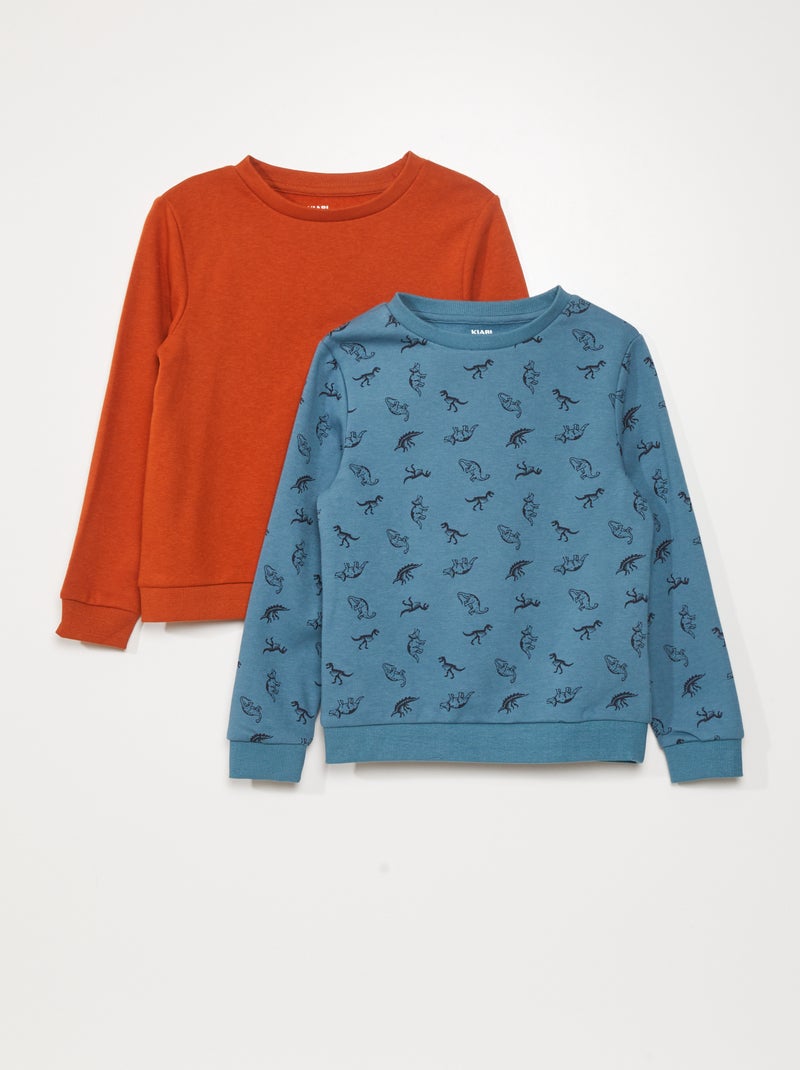 Setje met 2 sweaters met prints BLAUW - Kiabi