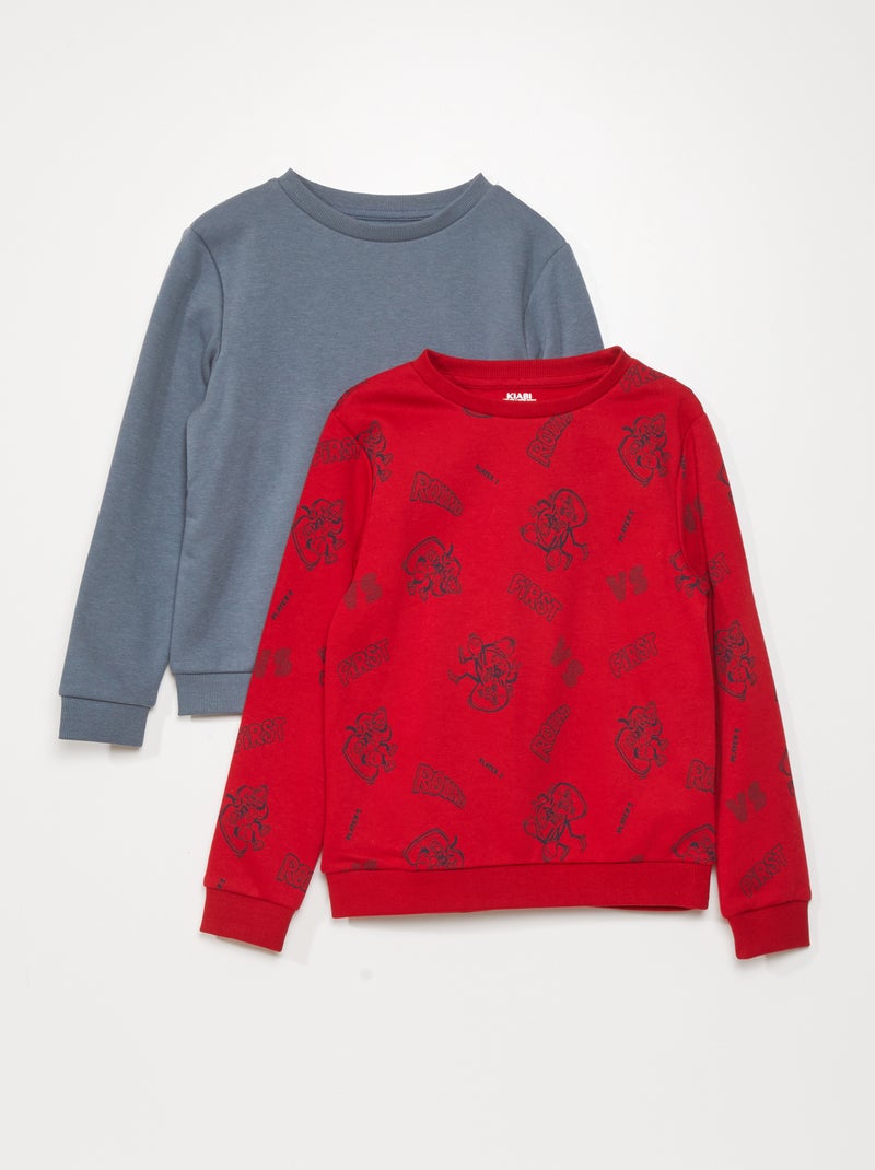 Setje met 2 sweaters met prints ROOD - Kiabi