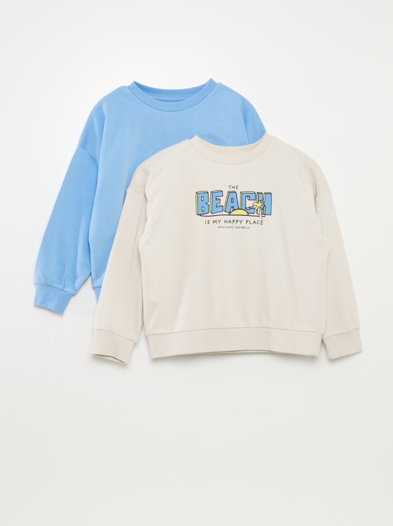 Setje met 2 sweaters met ronde hals GRIJS - Kiabi