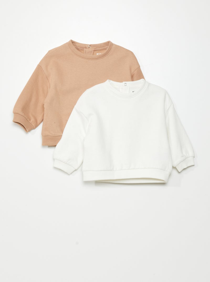 Setje met 2 sweaters van joggingstof WIT - Kiabi