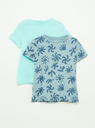 Setje met 2 T-shirts met korte mouw en ronde hals