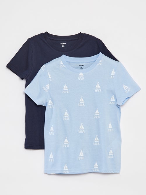 Setje met 2 T-shirts met korte mouw en ronde hals - Kiabi