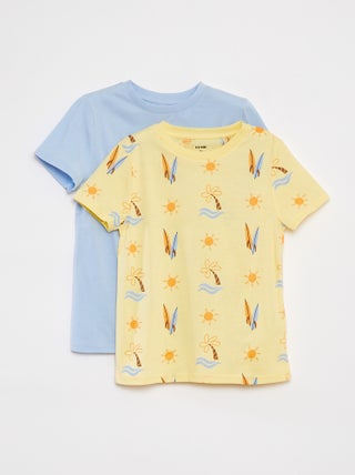 Setje met 2 T-shirts met korte mouw en ronde hals