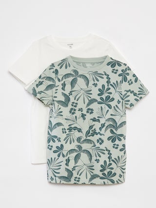 Setje met 2 T-shirts met korte mouw en ronde hals