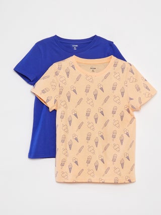 Setje met 2 T-shirts met korte mouw en ronde hals