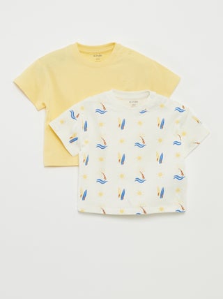 Setje met 2 T-shirts met korte mouw en ronde hals