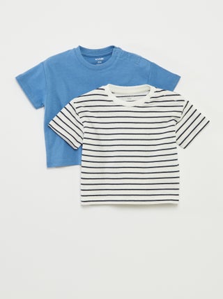 Setje met 2 T-shirts met korte mouw en ronde hals