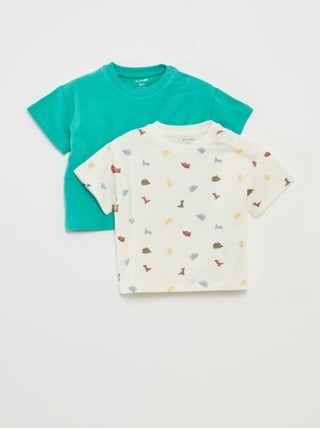 Setje met 2 T-shirts met korte mouw en ronde hals