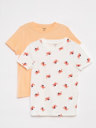 Setje met 2 T-shirts met korte mouw en ronde hals