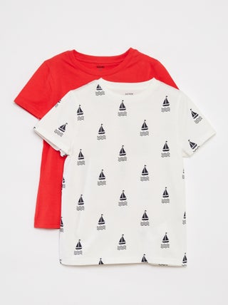 Setje met 2 T-shirts met korte mouw en ronde hals