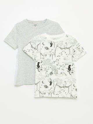 Setje met 2 T-shirts met korte mouw en ronde hals