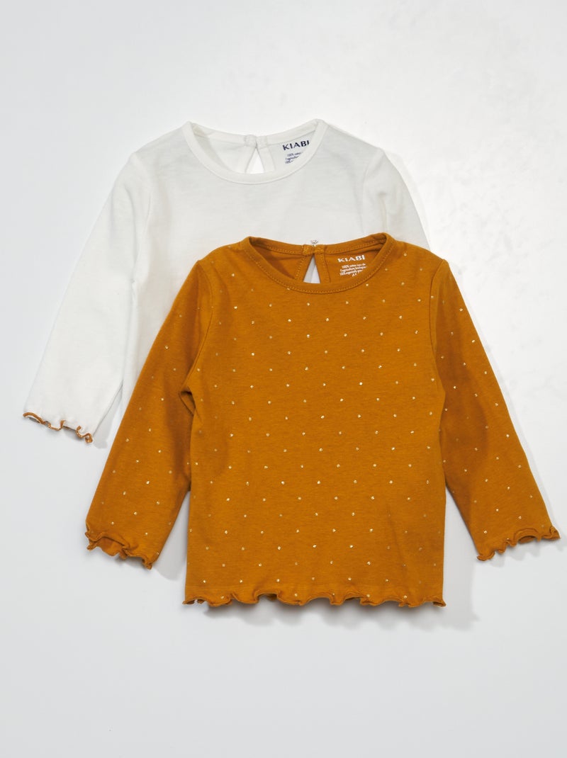 Setje met 2 T-shirts met lange mouw GEEL - Kiabi