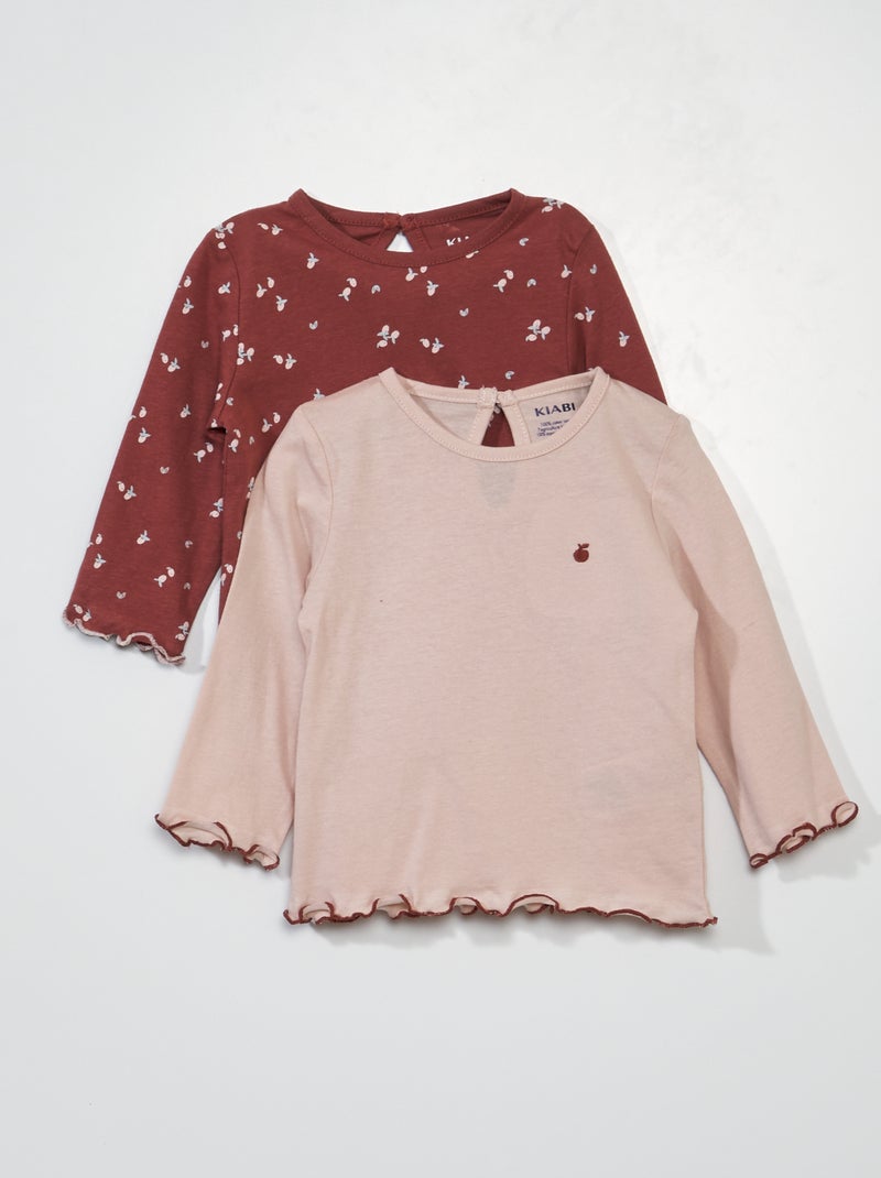 Setje met 2 T-shirts met lange mouw ROSE - Kiabi