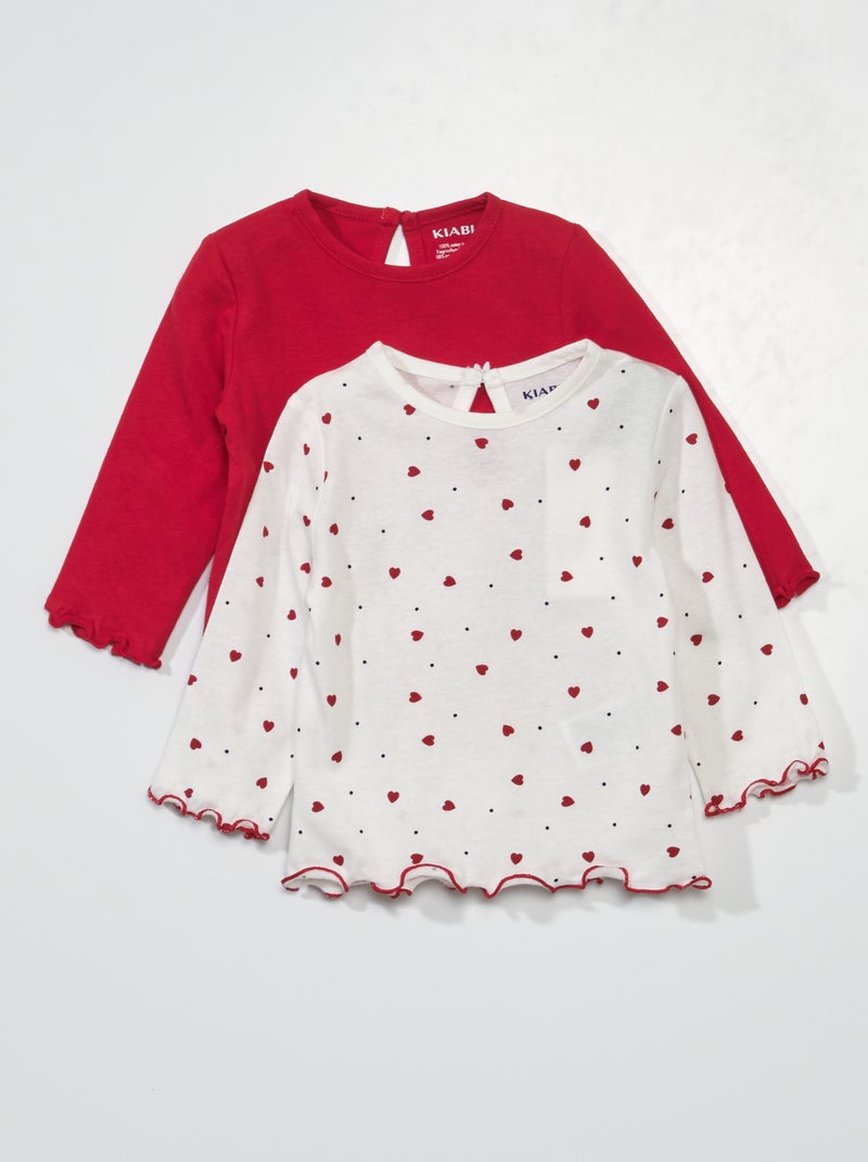 Setje met 2 T-shirts met lange mouw WIT - Kiabi
