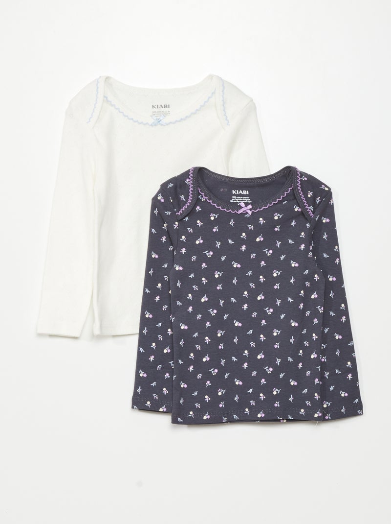 Setje met 2 T-shirts met lange mouw ZWART - Kiabi