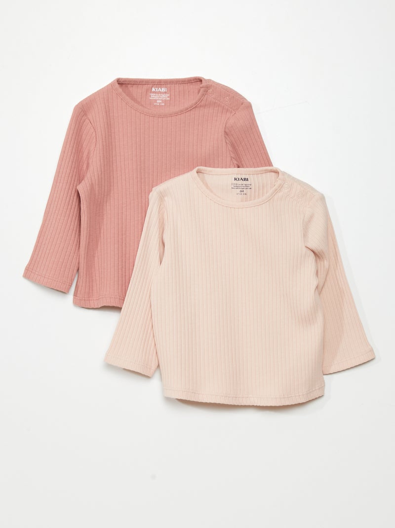 Setje met 2 T-shirts van geribde jersey ROSE - Kiabi