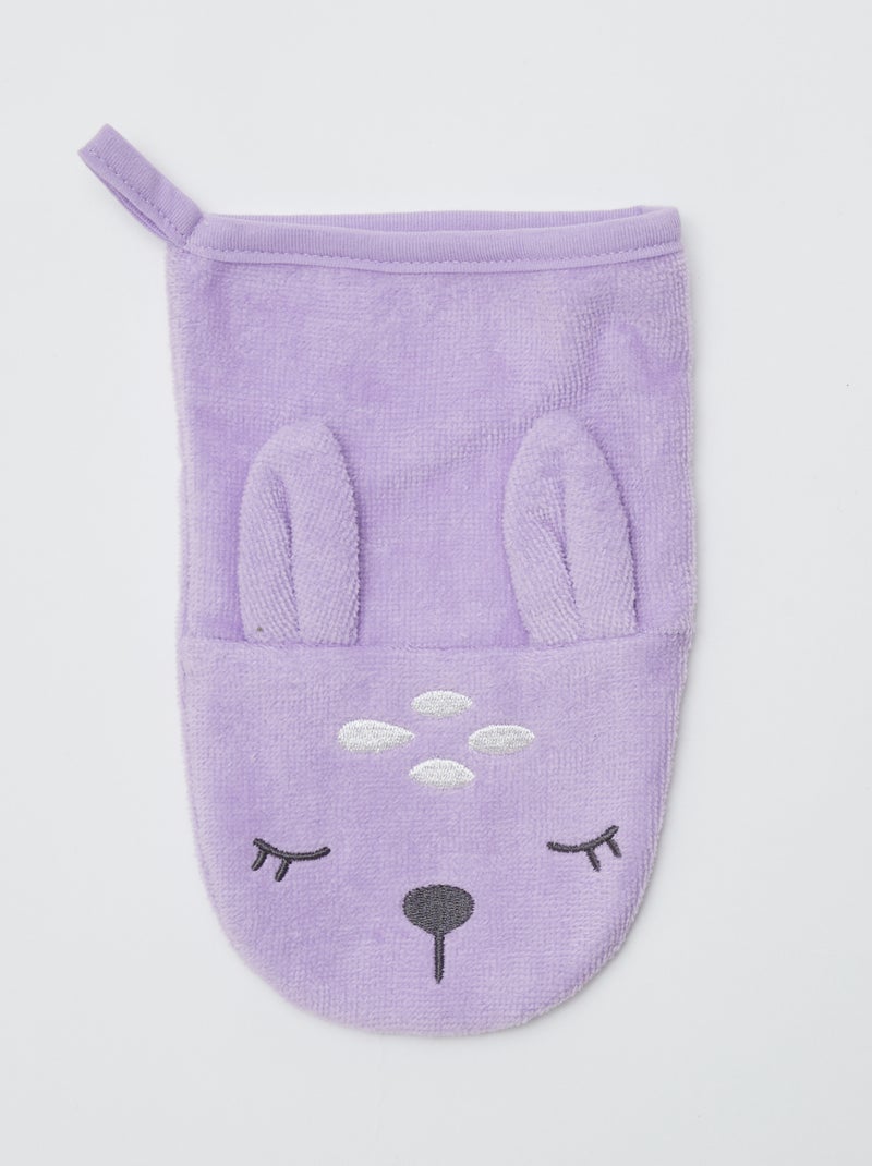 Setje met 2 washandjes met leuk detail GRIJS - Kiabi