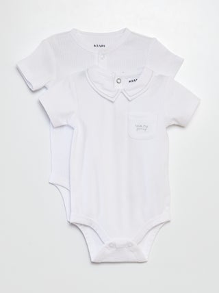 Setje met 2 witte body's met korte mouwen