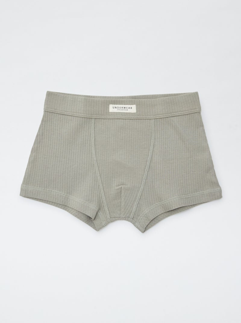 Setje met 3 boxershorts van ribstof GROEN - Kiabi