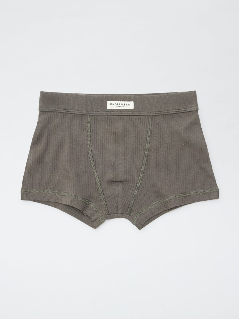 Setje met 3 boxershorts van ribstof GROEN - Kiabi