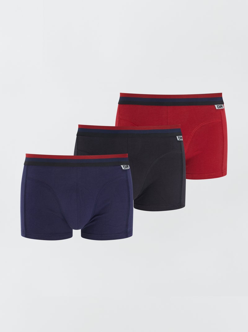 Setje met 3 boxershorts van stretchkatoen 'DIM' ROOD - Kiabi