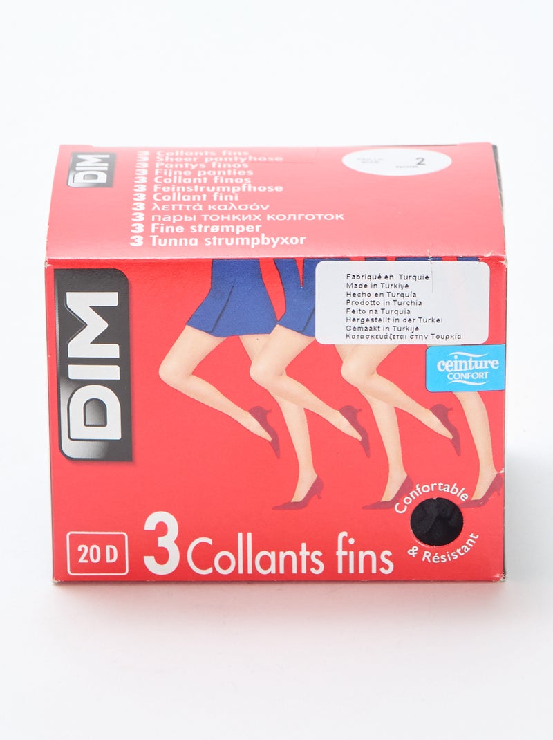 Setje met 3 dunne panty's 20D 'DIM' Zwart - Kiabi