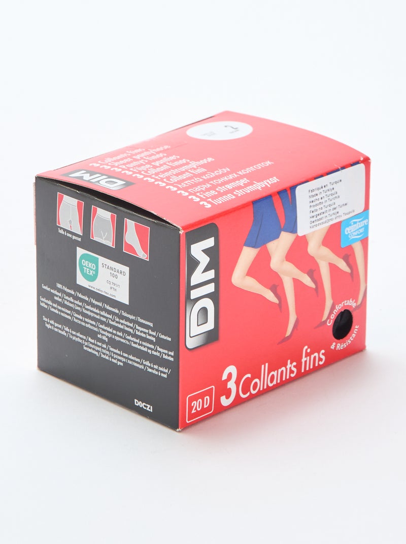 Setje met 3 dunne panty's 20D 'DIM' Zwart - Kiabi