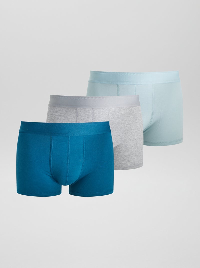 Setje met 3 effen boxershorts BLAUW - Kiabi