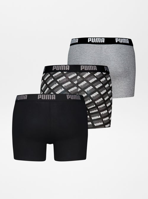 Setje met 3 effen boxershorts en 'Puma'-print - Kiabi