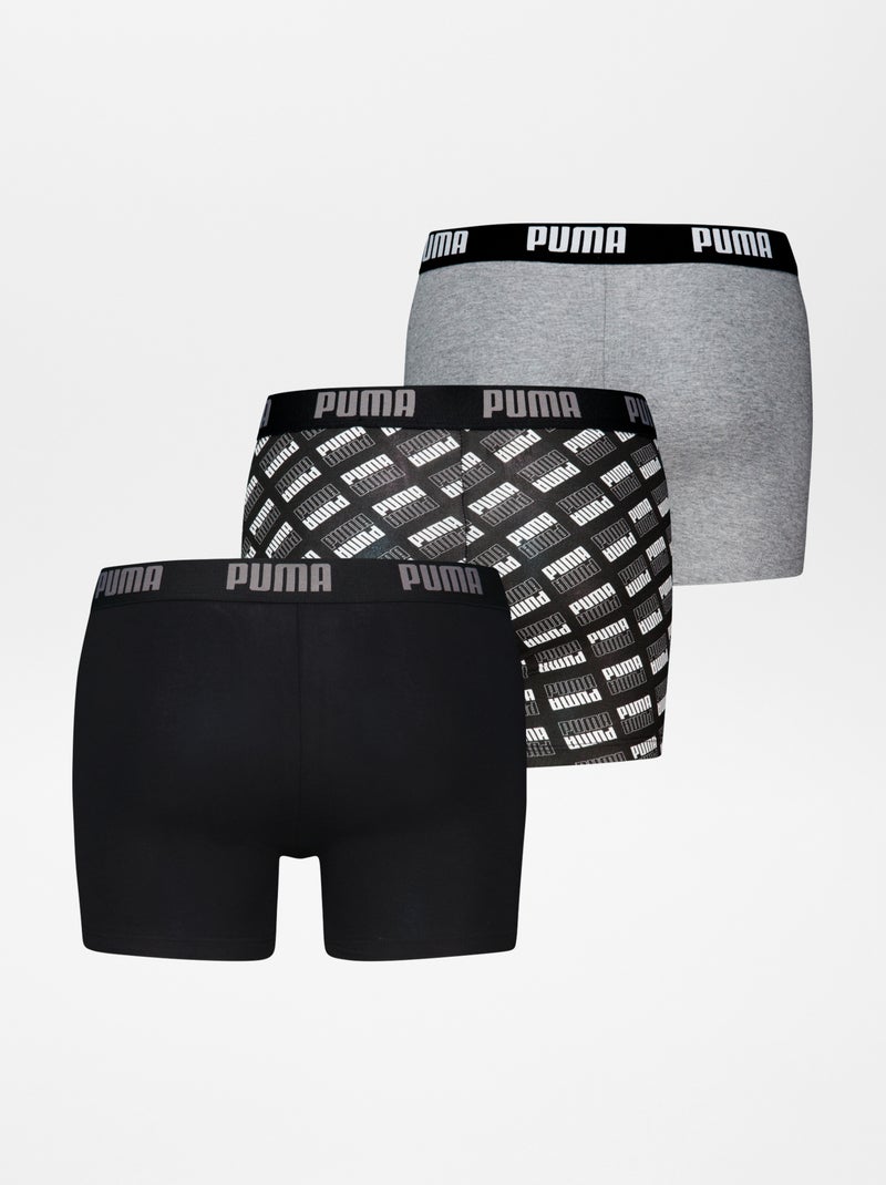 Setje met 3 effen boxershorts en 'Puma'-print ZWART - Kiabi
