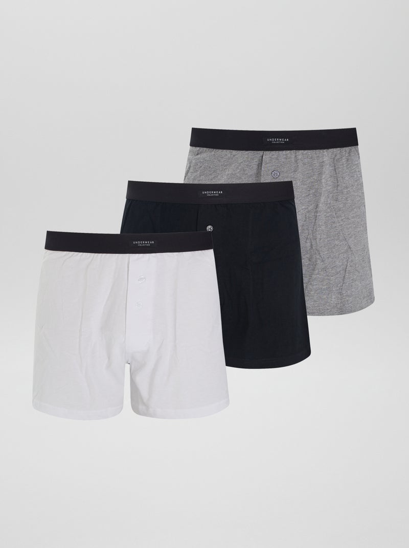 Setje met 3 effen boxershorts GRIJS - Kiabi