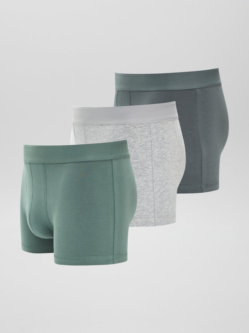 Setje met 3 effen boxershorts KAKI - Kiabi