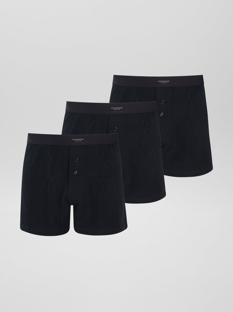 Setje met 3 effen boxershorts ZWART - Kiabi