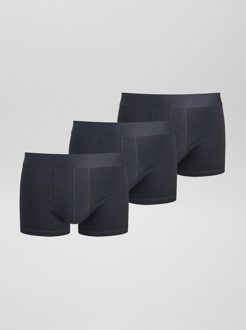 Setje met 3 effen boxershorts zwart - Kiabi