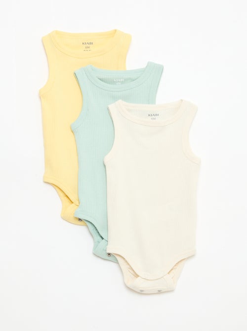 Setje met 3 effen meegroeirompertjes met schouderbandjes - Kiabi