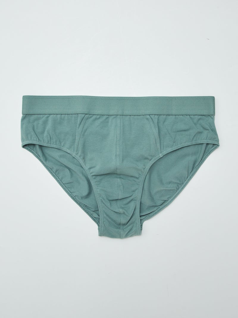 Setje met 3 effen slips GROEN - Kiabi