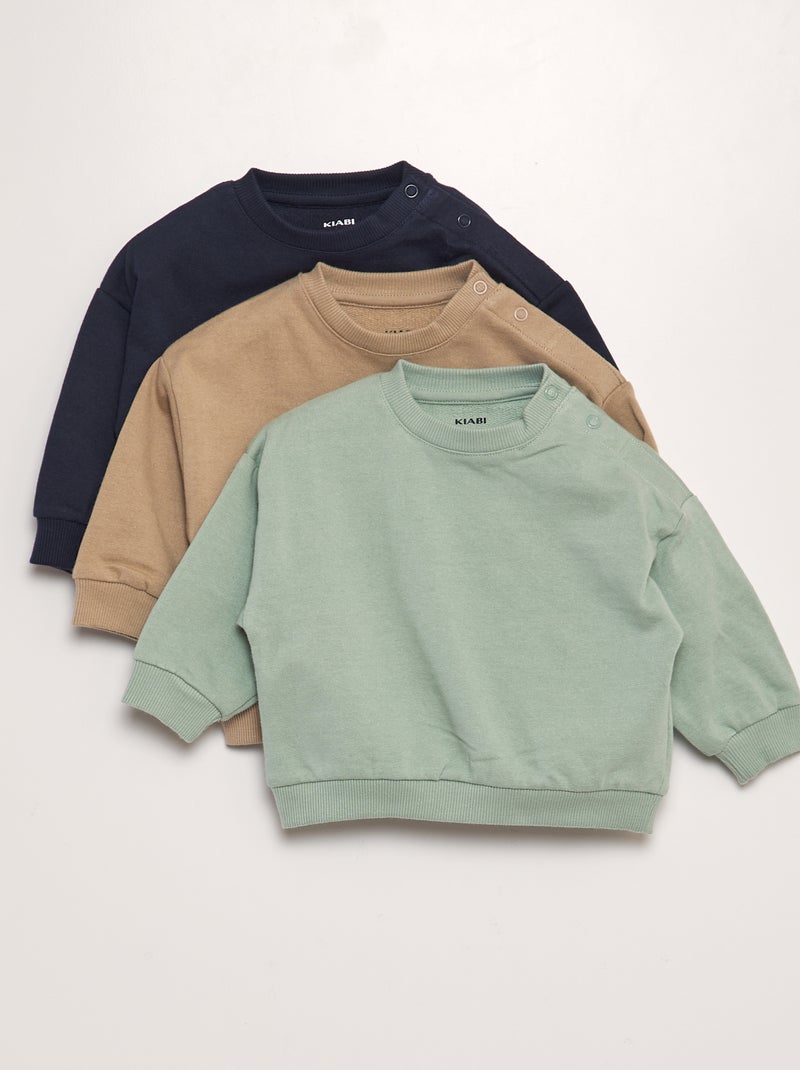 Setje met 3 effen sweaters BIEGE - Kiabi