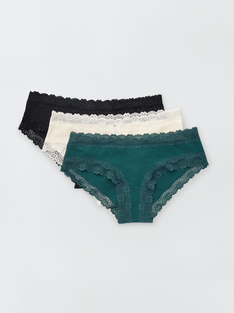 Setje met 3 hipsters van fijne ribtricot BIEGE - Kiabi