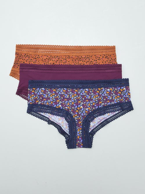 Setje met 3 hipsters van microvezel met print - Kiabi
