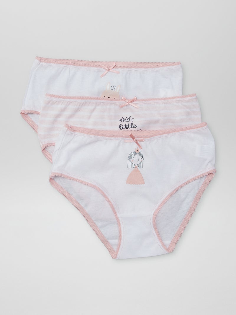 Setje met 3 katoenen onderbroekjes met print WIT - Kiabi