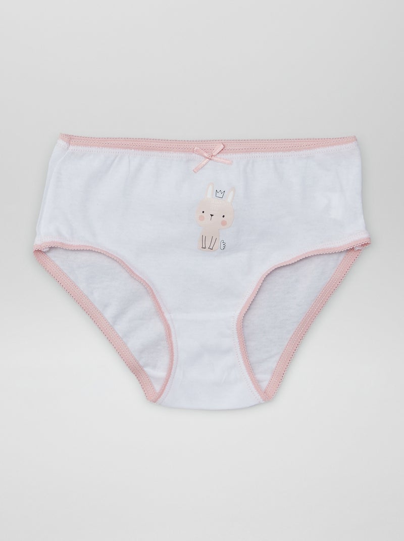 Setje met 3 katoenen onderbroekjes met print WIT - Kiabi