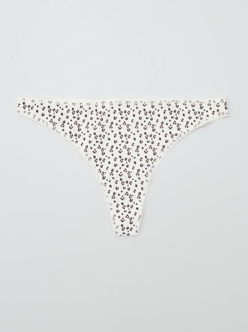 Setje met 3 katoenen tangaslips KAKI - Kiabi