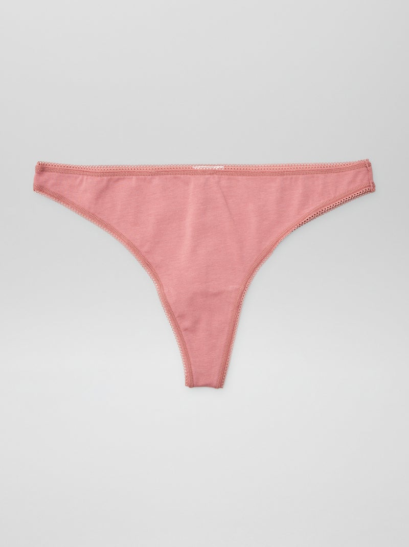 Setje met 3 katoenen tangaslips ZWART - Kiabi