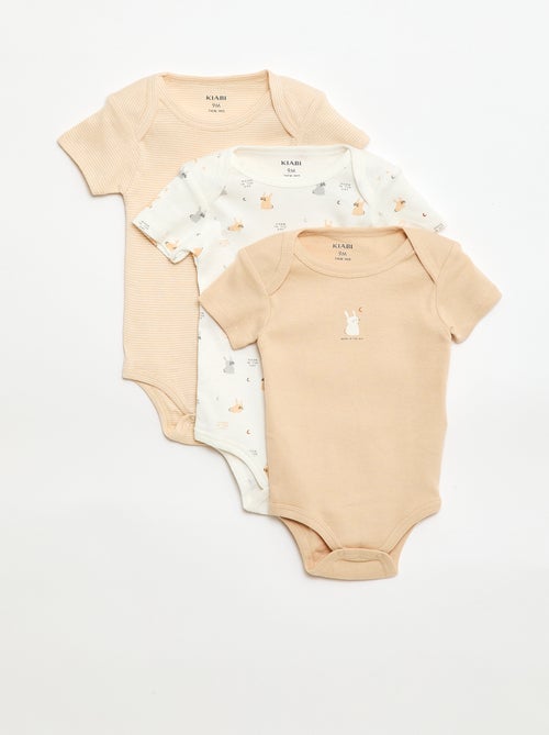 Setje met 3 katoenenbody's met print - Kiabi