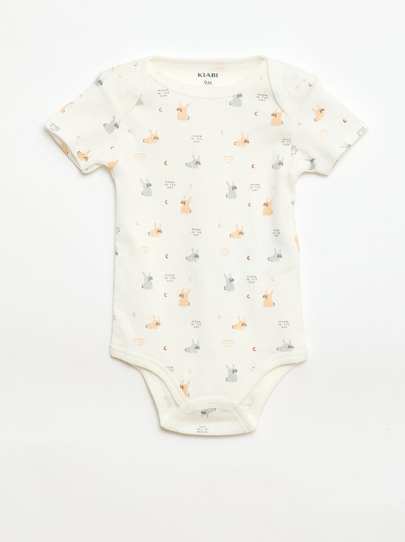 Setje met 3 katoenenbody's met print Biege - Kiabi