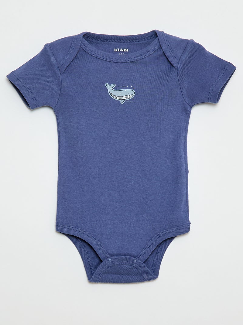 Setje met 3 katoenenbody's met print Blauw - Kiabi