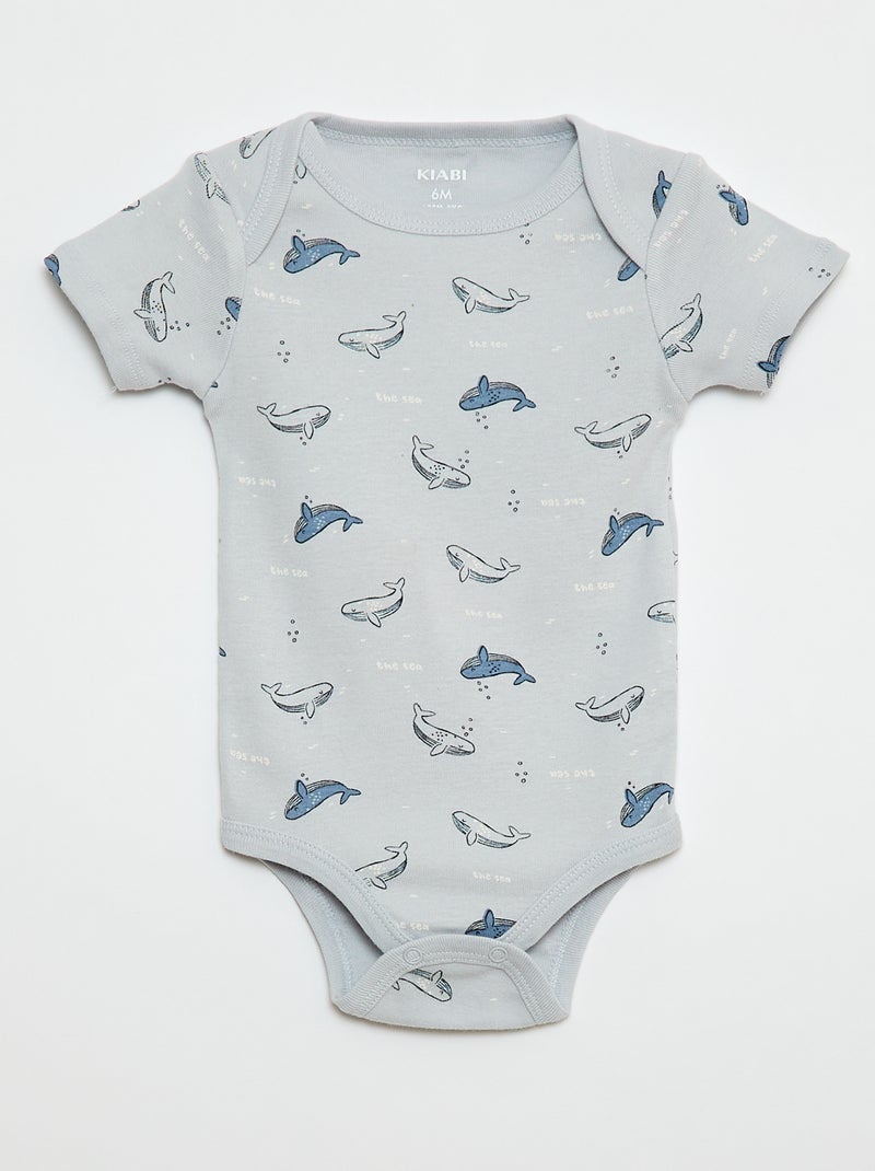 Setje met 3 katoenenbody's met print Blauw - Kiabi
